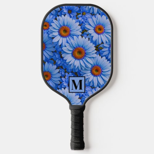 Blue floral blue sunflowers blue daisies pattern  pickleball paddle