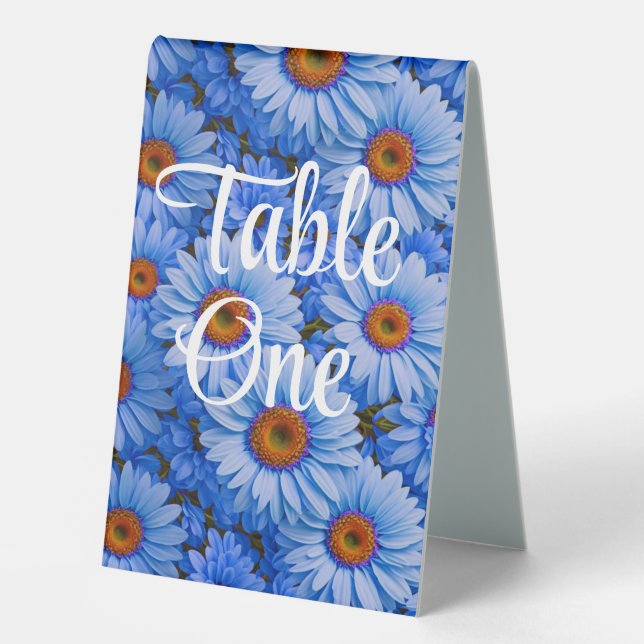 Blue floral blue sunflowers blue daisies pattern  table tent (Front)