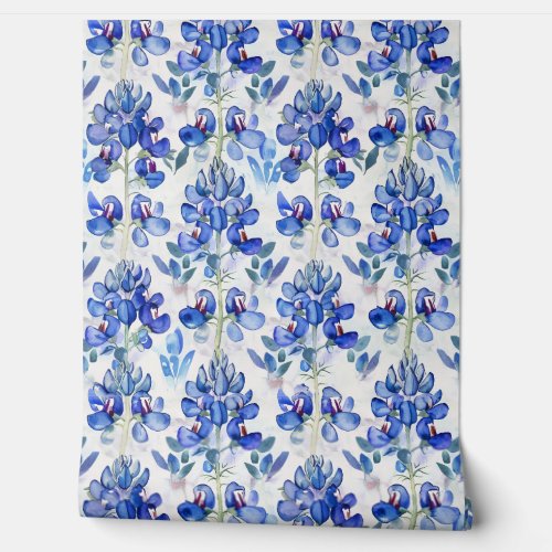 Blue Floral Bluebonnet Texas Wild Flower Pattern Wallpaper