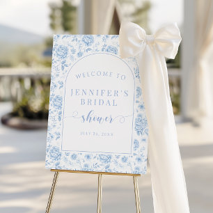 Blue Floral Boho Arch Bridal Shower Welcome sign