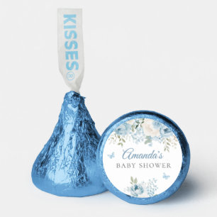 Blue Floral Boho Chic watercolor cute baby shower Hershey®'s Kisses®