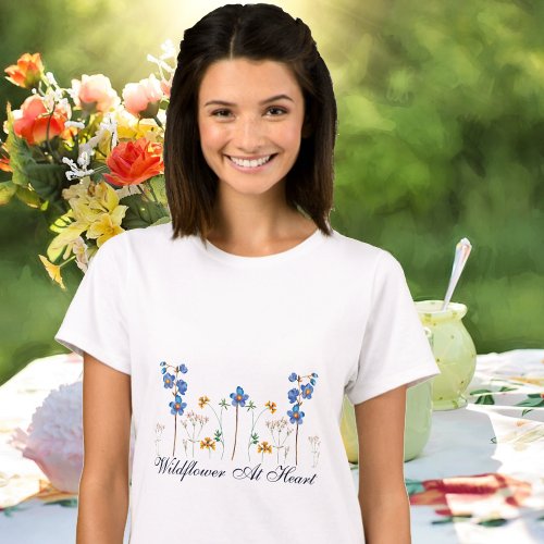 Blue Floral Boho Quote Wildflower Womens T_Shirt