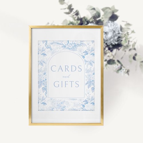 Blue floral boho wedding cards gifts sign poster