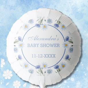 Blue Floral Boho Wildflower Baby Shower Balloon