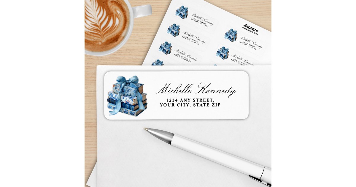 Best Chapter Label Blue Floral Books A New Chapter Bridal Shower Label | Zazzle