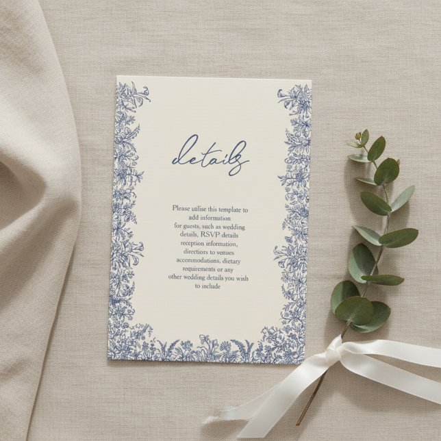 Blue floral border wedding  enclosure card (Creator Uploaded)