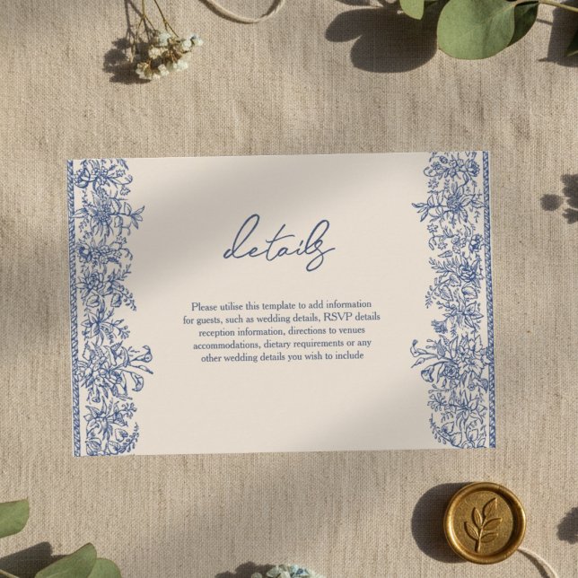 Blue floral border wedding  enclosure card (Creator Uploaded)