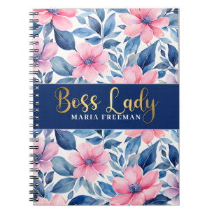 Blue floral Boss lady Notebook