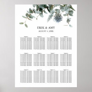 Blue Floral Botanical Wedding Seating Chart