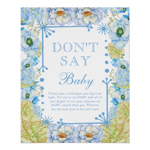 Blue Floral  Bow Vintage Dont Say Baby Poster