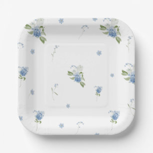 Blue Floral Boy Baby in Bloom Baby Shower Paper Plates