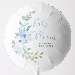 Blue Floral Boy Baby In Bloom Shower Balloon