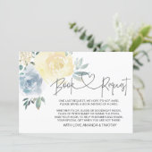 Blue Floral Boy Baby Shower Book Request Cards (Standing Front)