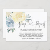 Blue Floral Boy Baby Shower Book Request Cards (Front/Back)