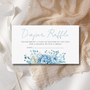 Blue Floral Boy Baby Shower Diaper Raffle Ticket Enclosure Card