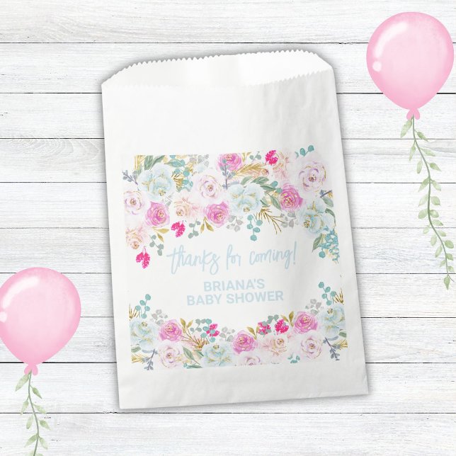 Blue Floral Boy Baby Shower Favors Favor Bag (Creator Uploaded)