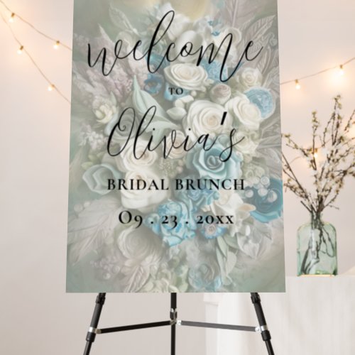 Blue Floral Bridal Brunch Shower Foam Board