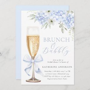 Blue Floral Bridal Brunch Shower Invitation