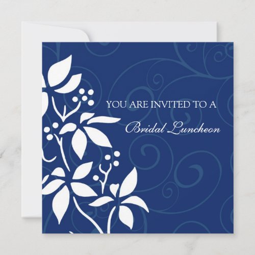 Blue Floral Bridal Luncheon Invitation Cards