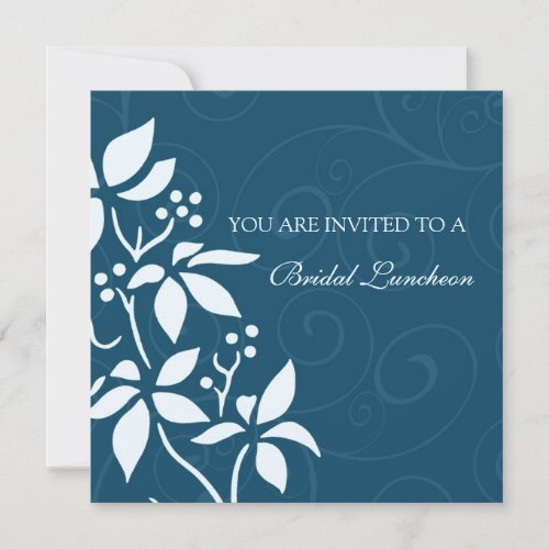 Blue Floral Bridal Luncheon Invitation Cards