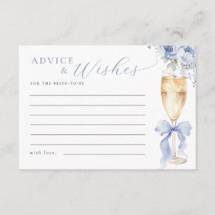 Blue Floral Bridal Shower Advice & Wishes Card