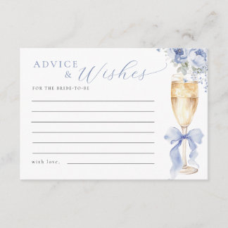 Blue Floral Bridal Shower Advice & Wishes Card