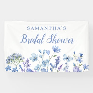 Blue Floral Bridal Shower Banner