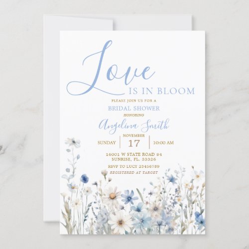 Blue Floral Bridal Shower Bridal Brunch Invitation