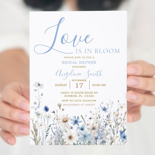 Blue Floral Bridal Shower Bridal Brunch Invitation