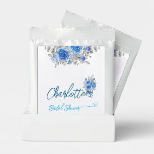 Blue Floral Bridal Shower Drink Mix Favors