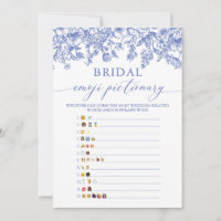 Blue Floral Bridal Shower Emoji Pictionary Game