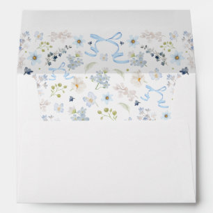 Blue Floral Bridal Shower Envelope with Bow Return
