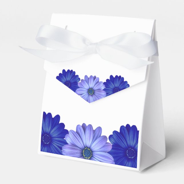 Blue Floral Bridal Shower Favor Boxes (Front Side)