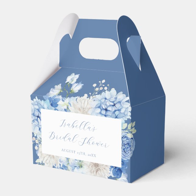 Blue Floral Bridal Shower  Favor Boxes (Front Side)