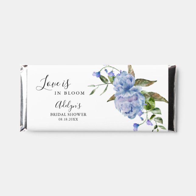 Blue Floral Bridal Shower Favor Hershey Bar Favors (Front)
