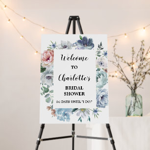 Blue Floral Bridal Shower  Foam Board