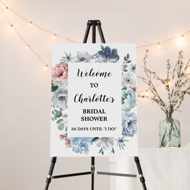 Blue Floral Bridal Shower  Foam Board (In Situ (Stand))