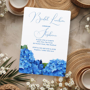 Blue Floral Bridal Shower Hydrangea Invitations