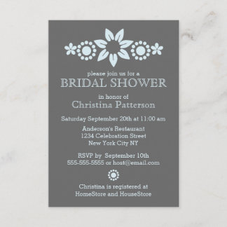 Blue Floral Bridal Shower Invitation