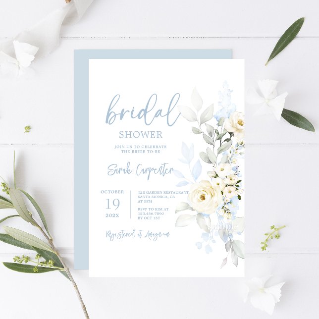 Blue floral Bridal Shower  Invitation (Creator Uploaded)
