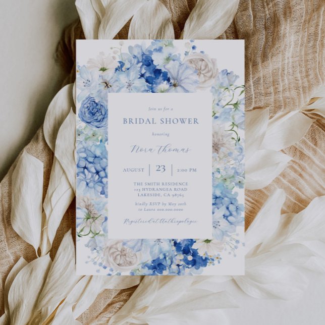Blue Floral Bridal Shower Invitation (Creator Uploaded)