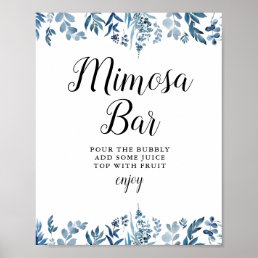 Blue floral bridal shower mimosa bar sign