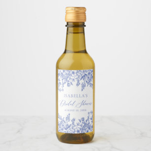 Blue Floral Bridal Shower Mini Wine Bottle Labels