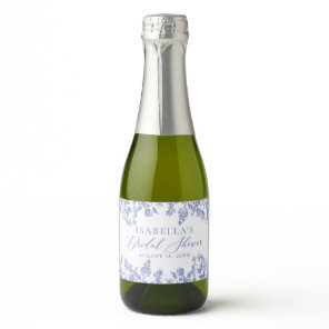 Blue Floral Bridal Shower Mini Wine Bottle Labels