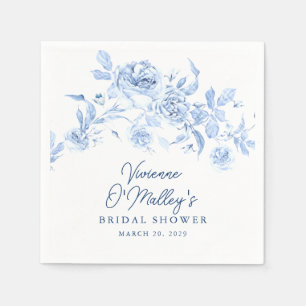 Blue Floral Bridal Shower Napkins