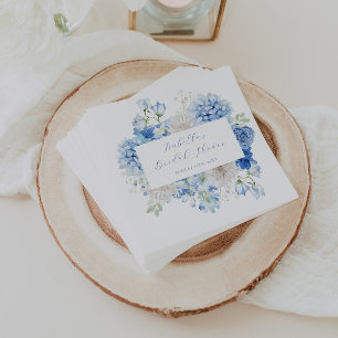 Blue Floral Bridal Shower Napkins