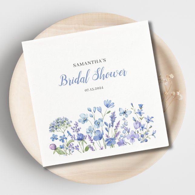 Blue Floral Bridal Shower  Napkins (Creator Uploaded)