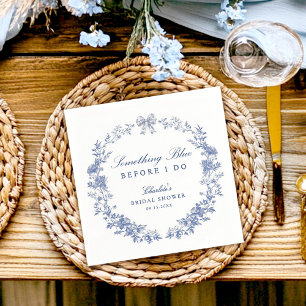 Blue Floral Bridal Shower Napkins