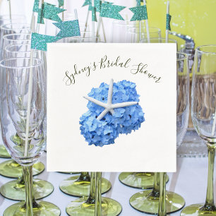 Blue Floral Bridal Shower Personalized Napkins