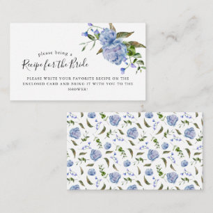 Blue Floral Bridal Shower Recipe Request  Enclosure Card